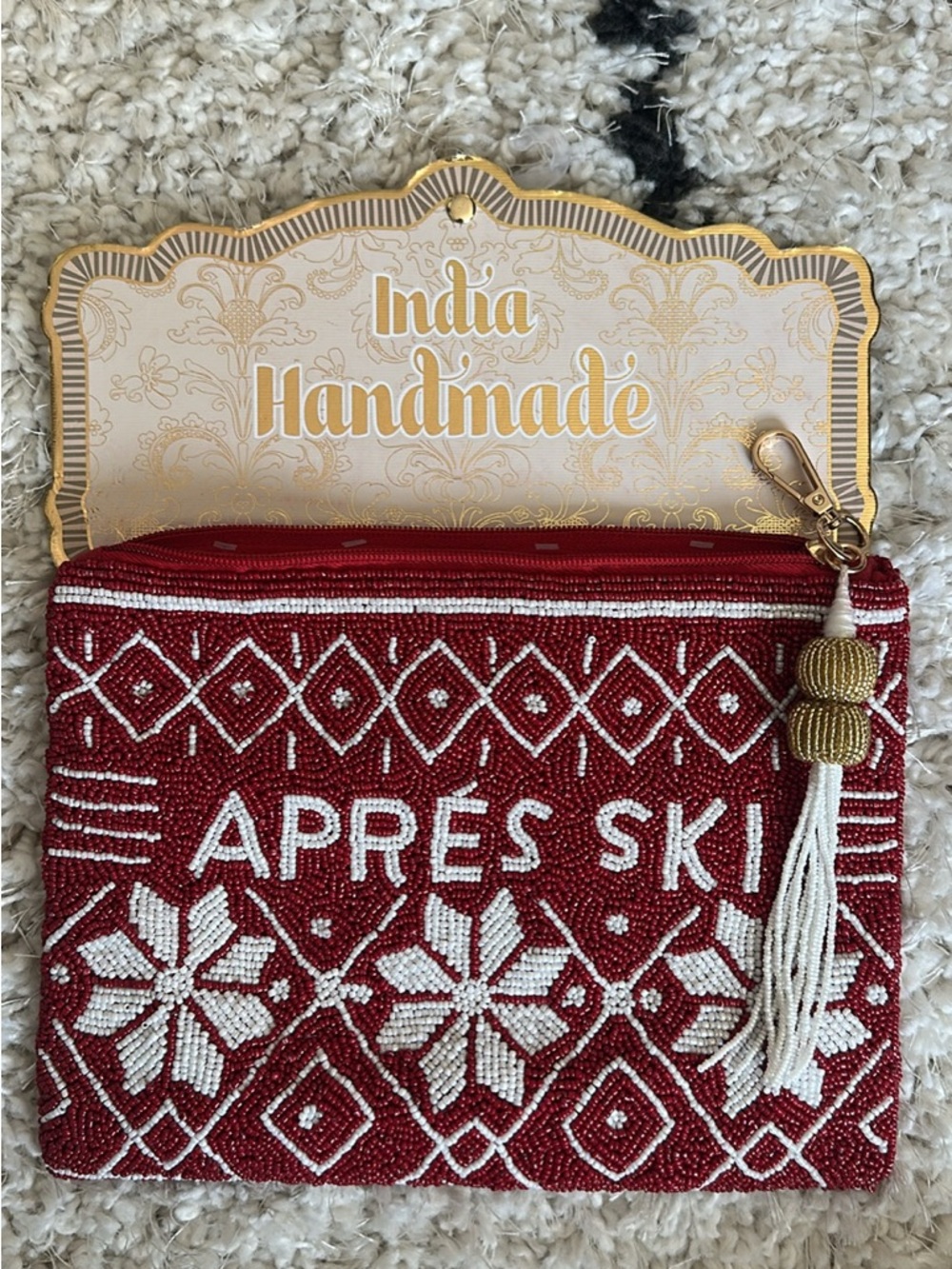 Red Beaded 'Apres Ski' Clutch Wallet